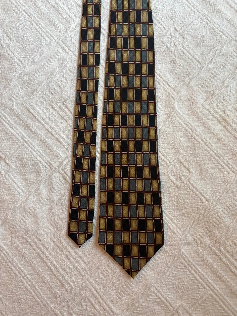 Vintage Z Inc Geometric Square Silk Blend Tie
